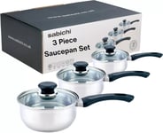 Sabichi 3 Piece Induction Pan Set Saucepan Set Cookware Pots  Stainless Steel UK