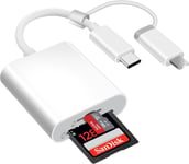 Lecteur de carte SD pour iPhone/iPad, lecteur de carte SD pour iPhone USB C vers lecteur de carte mémoire Dual Lighting + lecteur de carte USB-C SD avec double fente pour lecteur de carte Micro SD/SD