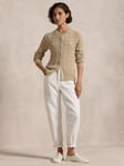 Polo Ralph Lauren Cotton Cable Knit Cardigan, Light Saddle Heather