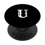 Lettre U en blanc grande police de style américain ouest PopSockets PopGrip Adhésif