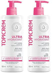 Topicrem - Ultra Hydratant Lait Corps - Hydrate 48h, Relipide, Protège la Peau - Texture Onctueuse, Odeur Délicate - Crème Hydratante pour Peaux Sensibles - Fabrication Française - 500 ml (Lot de 2)