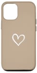 Coque pour iPhone 15 Beige sable foncé – Cœur mignon simple chic bohème dessiné à la main