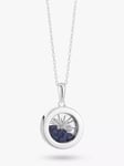 Rachel Jackson London Personalised Small Deco Sun Birthstone Amulet Necklace, Silver