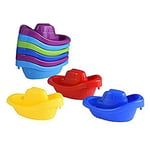 Dress Up America Jouet de Bain pour bébé Petit Bateau Train Pack de 9 Enfants en Plastique Tugboats pour Baignoire - Plus en 6 Couleurs Âges 3 Ans et Plus