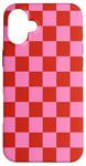 iPhone 16 Plus Red Pink Checkered Pink Red Checkered Pink and Red Checkered Case