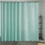 Furlinic Rideau de Douche Anti Moisissure Tissu Lavable Vert Brume Grand Rideaux de Bain en Polyester Imperméable pour Baignoire Salle de Bain avec 18 Crochets Extra Large 275x180cm