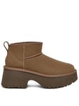 UGG Womens Classic Ultra Mini New Heights Boots -Hickory, Brown, Size 8, Women