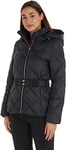 Tommy Hilfiger Women's Jacket Belted Quilted Winter, Black (Black), L