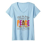 Womens Peace Be Still, Jesus Calms The Sea King James Bible Verse V-Neck T-Shirt