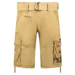 Geographical Norway pasteque Men Bermuda Homme Casual Coton - Short Hommes Sport Cargo - Shorts Bermudas Court A Ceinture Coupe Normale - Homme Printemps Été (Beige L)