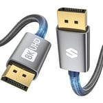 Silkland VESA Certified DisplayPort Cable 1.4 2M Support 8K@60Hz, 4K@144Hz, 2K@240Hz, HBR3 32.4Gbps, HDR, DSC 1.2, G-Sync & Free-Sync, Display Port Lead 1.4 for Gaming Monitor, Graphics Card