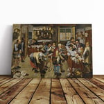 Big Box Art Canvas Print Wall Art Pieter Bruegel The Elder The Country Brawl | Mounted & Stretched Box Frame Picture | Home Decor for Kitchen, Living Room, Bedroom, Hallway, Multi-Colour, 24x16 Inch