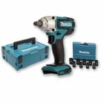 Makita - Boulonneuse à chocs 18V 190Nm 1/2' DTW190 (machine seule) + Coffret 9 douilles + coffret