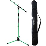 KEEPDRUM MS106 Pied de microphone avec perche et socle en métal + sac de transport SB-03 Vert