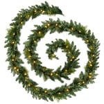 WeRChristmas Pre-Lit Extra Long Garland Illuminated with 80 Warm LED Lights, Green, 18 feet