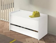 Dmora - Commode Lantana, Meuble d'entrée Moderne avec étagère à Chaussures, Coffre avec Deux conteneurs, 100% Made in Italy, 90x40h46 cm, Blanc