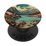 Rocky Mountain Lake Vintage Paysage graphique PopSockets PopGrip Adhésif