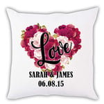 i-Tronixs® Personalised Valentines Cushion Cover Pillow For Boyfriend Girlfriend Husband Wife Wedding Gift Customise Your Picture/Name Photo Image Couple Present (40cm X 40cm) (Without Insert 002)
