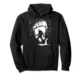 Bigfoot Christmas Loch Ness Santa Hat Lights Snowflakes Xmas Pullover Hoodie