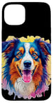 Coque pour iPhone 15 Plus Berger australien Femmes Hommes Enfants Chien Aussie Art Portrait