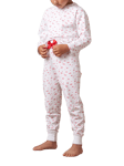 Angel & Rocket Kids' Mini Heart Print Pyjama Set & Scrunchie, Ecru/Red