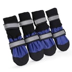 YWSZY Pet Shoes Pet Shoes 4 Pieces/set Of S-XXL Size Cotton Rubber Pet Dog Shoes Waterproof Non-slip Dog Rain Snow Boots Socks Paw Protection Reflective Shoes (Color : Blue, Size : XXX-Large)