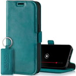 SURAZO Étui de Protection Fin magnétique pour Samsung Galaxy S23 FE - en Cuir véritable - Pliable - avec Compartiment pour Cartes, Protection RFID - À Rabat - Turquoise