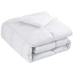 Downcy - Down Lightweight White Goose Feather and Down Duvet Quilt, 6 Tog, 100% Cotton Shell, Single Size, 135 x 200 cm - White