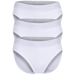 Marc O Polo Slips Femme, Pack De 3 - Brief, Ceinture Avec Logo, Organic Cotton Stretch Blanc M (Medium)