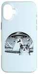 Coque pour iPhone 16 Plus Alien Cat Meme - Drôle de vaisseau spatial OVNI