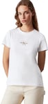 Calvin Klein Jeans T-Shirt Manches Courtes Femme Monologo Slim Col Ras-du-Cou, Blanc (Bright White), XS