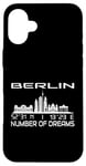 Coque pour iPhone 16 Plus Coordonnées GPS Allemagne vacances capitale Berlin Skyline