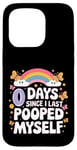 Coque pour iPhone 15 Pro 0 Days Since I Last Pooped Myself Puns Déclaration Vintage