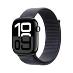 Apple Watch Series 10 GPS + Cellular 46 mm Smartwatch with Jet Black Aluminium Case with Ink Sport Loop - One Size. Fitness Tracker, ECG App, Always-On Retina Display, Carbon Neutral