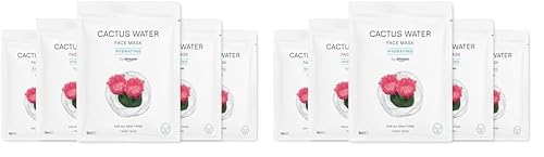 by Amazon Masque en tissu pour le visage hydratant à l'eau de cactus, 18 ml, Lot de 10