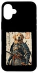 Coque pour iPhone 16 Plus Samurai Dog Warrior Japanese Ukiyo-e Œuvre d'art Chien Samouraï