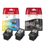 2x Canon PG540 Black & 1x CL541 Colour Ink Cartridge For PIXMA MG4250 Printer