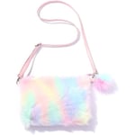 Plushväska Barn smyckesset Axelväska Halsband armband Födelsedagspresent Justerbar axelrem Barnens plysch crossbody väska rainbow