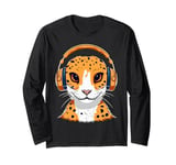 Leopard Gecko with Headphones Music Funny Long Sleeve T-Shirt