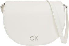 Calvin Klein Sac à Bandoulière Femme Daily Saddle Bag Pebble Petit, Blanc (Bright White), Taille Unique