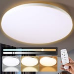 Plafonnier LED 32W Avec Télécommande, Tricolore Dimmable Éclairage de Plafond 3000K/4000K/6500K, Lampe Plafond Rond Moderne Pour Salle de Chambre, Bain, Cuisine, Balcon, Salon, Garage, Ø30CM