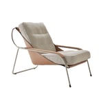 Zanotta - Maggiolina Lounge Chair, Natural Nickel Satin, Fabric Cat. 30 Tocco Cowhide 90 0814 - Nojatuolit - Marco Zanuso - Beige - Alas/Nahka/Puu/Vaahto