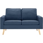 Canapé Fixe 2 places - Style scandinave Lexlife Tissu Bleu - l 130 x p 76 x h 82,5 cm