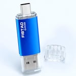 CLé USB 64Go, 2 en 1 OTG Flash Drive USB 2.0 Type C Pen Drive 64Go Memory Stick pour Smartphone, PC, Ordinateur Portable Stockage de Données (Bleu)