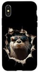 Coque pour iPhone X/XS Oeuvre d'art drôle de loutre Animal mignon de zoo de loutre