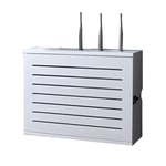 White Wireless Router Storage Shelf Wall-mounted Wifi Router Storage Box Socket Shielding Wire Finishing Wire Box Floating Shelf (Size : Inner diameter 40cm)