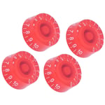 (White On Red)4x Acrylic Bass Knobs Electric Guitar Volume Control BGS