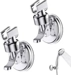 2 Pièces Support Douchette Ventouse, Support de Douche à Rotation 360 °, Support de pomme de douche réglable amovible, Convient pour la salle de bain de l'hôtel, pas besoin de percer (Argent)