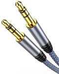 Câble Jack Audio 3.5mm Mâle vers Mâle [5m], Cable Auxiliaire stéréo en Nylon Tressé Haute Qualité, pour Casque, Voiture, Haut-parleur, Autoradio, Smartphones, MP3