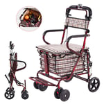 YUHT Wheelchair,lightweight Folding Wheelchair Driving, Old Scooter Travel Wheelchair Folding Portable Hand Push Shopping Cart Big Wheel Ultra Light Walker